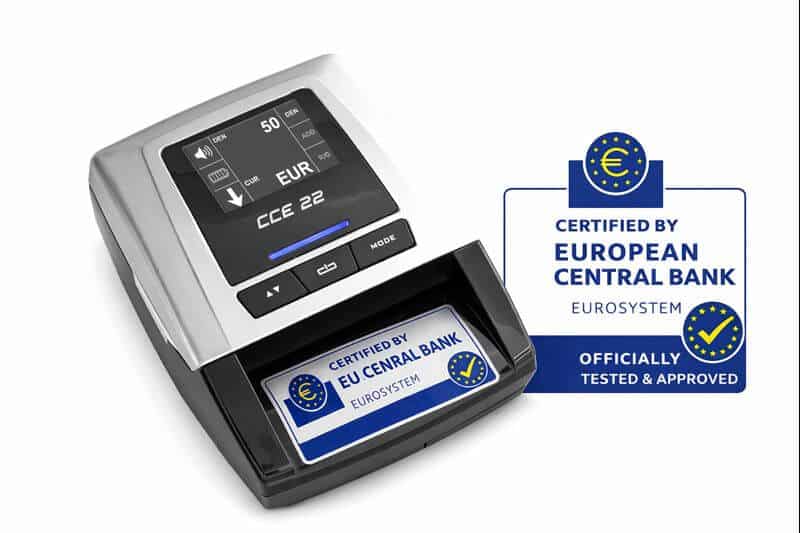 Сертификат от европейската централна банка на детектор за фалшиви пари cce 22